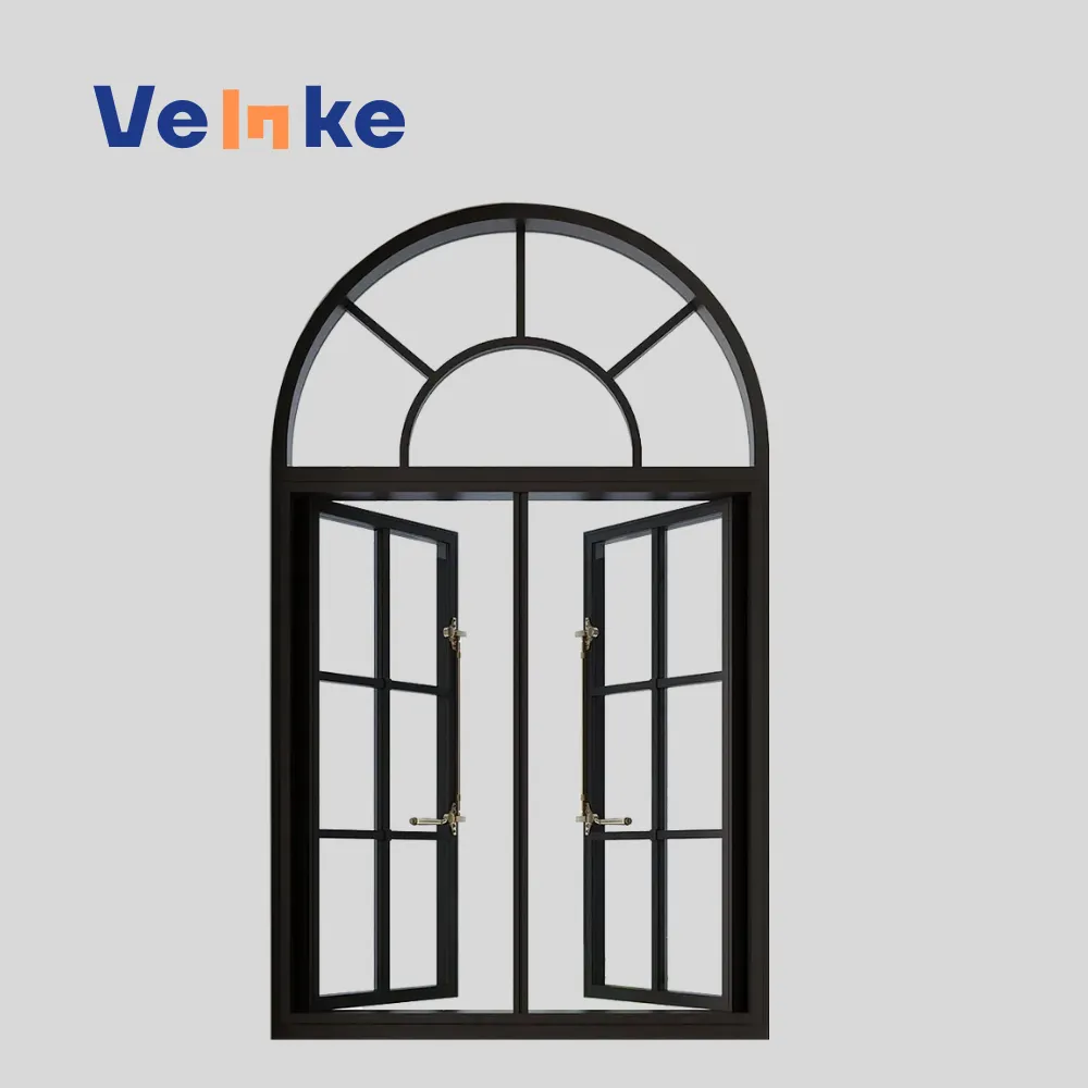 CE Certified Arched Casement Custom Sizes Triple-Pane Low-E Glass French Windows